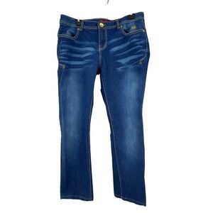 Apple Bottoms Women Blue Wash Embellished Bootcut Jeans Size 13 14‎